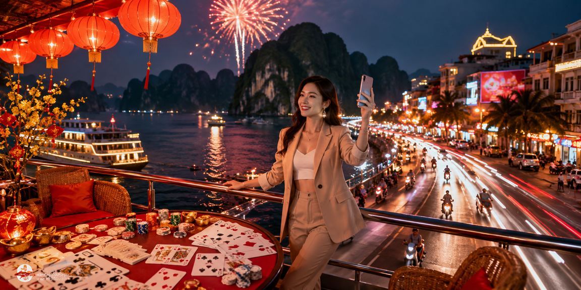 Trò chơi Đá Gà tại vịnh Hạ Long với ánh đèn neon